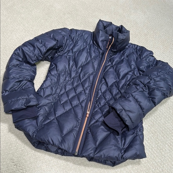 Athleta RESPONSIBLE DOWN JACKET Navy Puffer Jacket, Size Small P - Picture 10 of 10